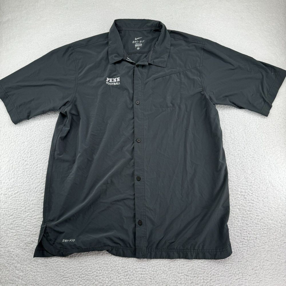 Nike Penn Quakers Football Coach's Shirt Mens XL Gray Button Lightweight Dri-Fit